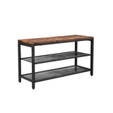 VASAGLE 3 Tier Shoe Storage Bench 80cm Rustic Brown and Black