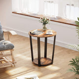 VASAGLE Round Side Table with Shelf