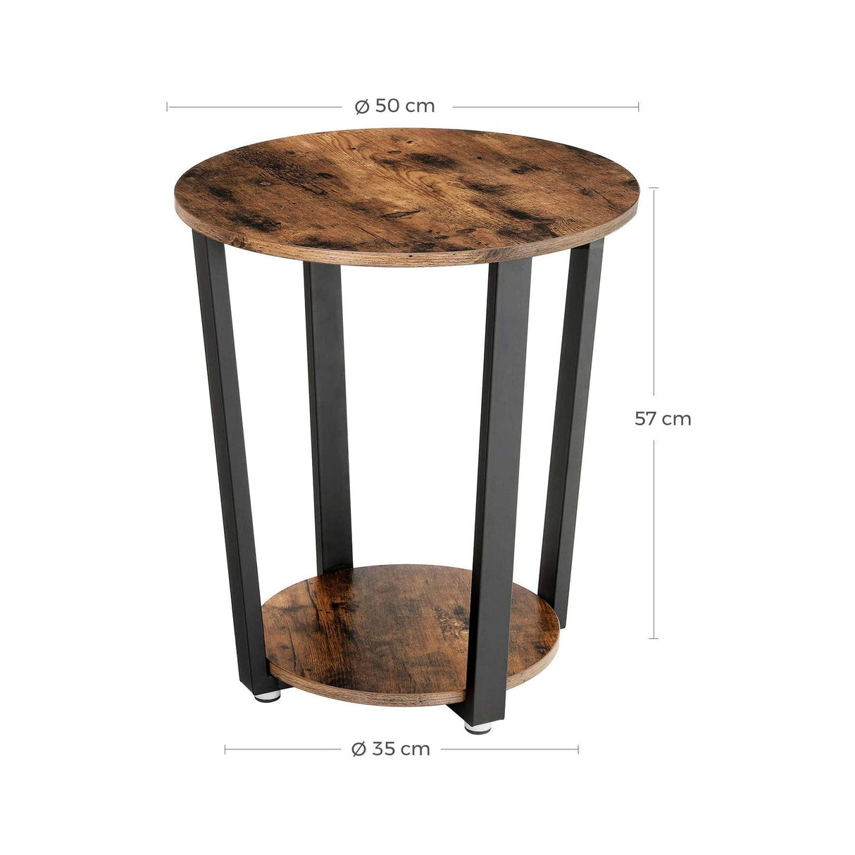 VASAGLE Round Side Table with Shelf