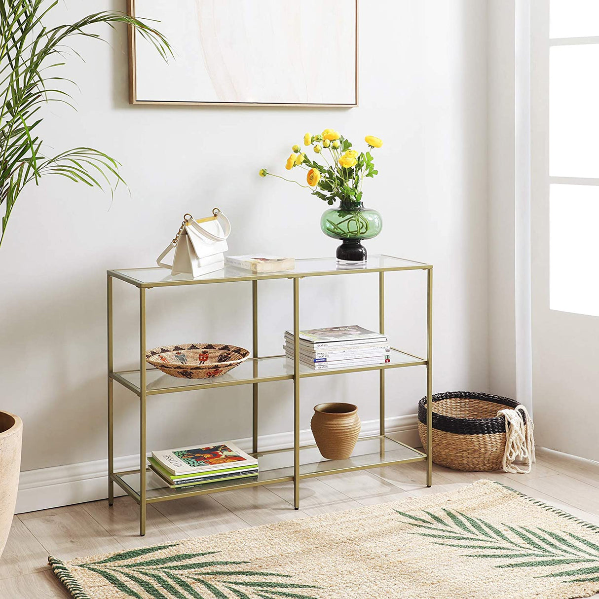 VASAGLE Sofa Console Table with 3 Shelves