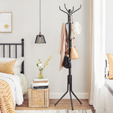 SONGMICS Metal Coat Rack 182 cm Tall Hall Tree Black