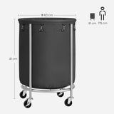 SONGMICS Laundry Basket with Wheels Black