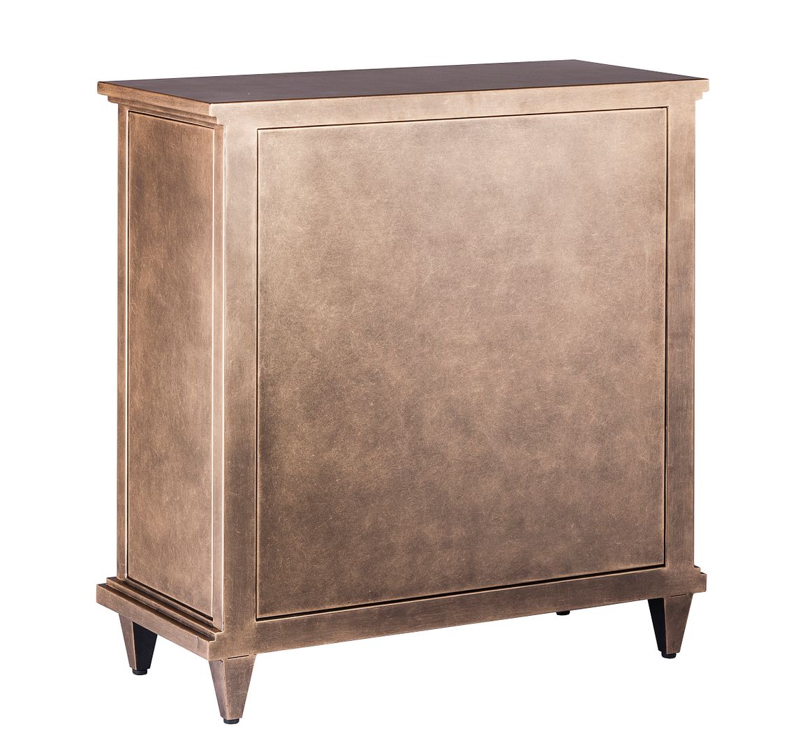 Iron Glass Buffet Sideboard Cabinet with 3 Level Storage in Brass Finish