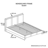 Queen Size Leatheratte Bed Frame in Black Colour with Metal Joint Slat Base