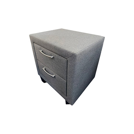 Bedside Table 2 drawers Night Stand Upholstery Fabric Storage in Light Grey Colour