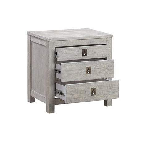 Bedside Table 2 drawers Night Stand Solid Acacia Storage in White Ash Colour