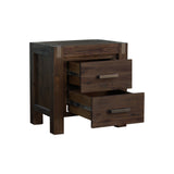 Bedside Table 2 drawers Night Stand Solid Wood Acacia Storage in Chocolate Colour