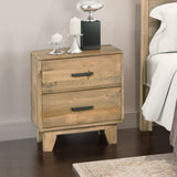 Bedside Table 2 drawers Night Stand Solid Wood Storage Light Brown Colour