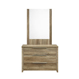 Dresser with 3 Storage Drawers in Natural Wood like MDF in Oak Colour with Mirror