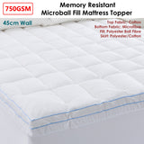 Cloudland 750GSM Memory Resistant Microball Fill Mattress Topper Double