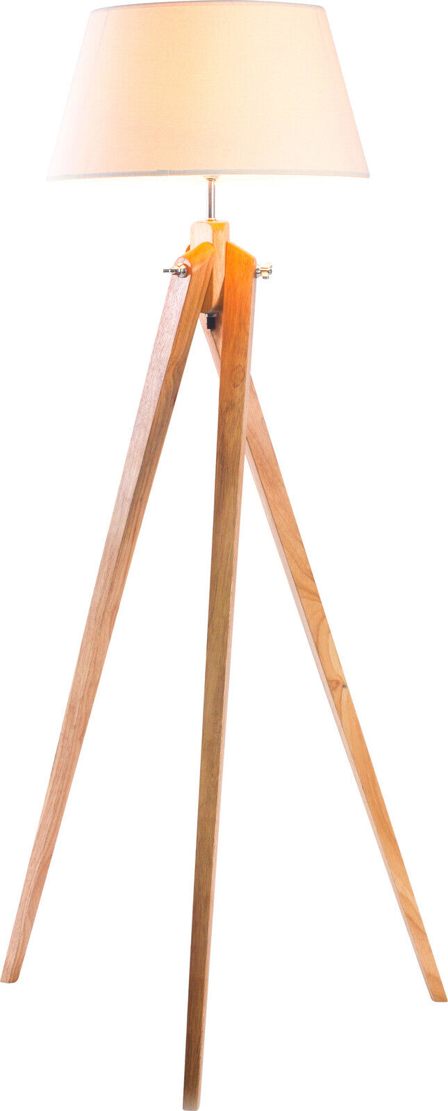 Large Tripod Floor Lamp Linen Shade Modern Bamboo Wooden Retro Twist Light