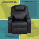 Black Massage Sofa Chair Recliner 360 Degree Swivel PU Leather Lounge 8 Point Heated