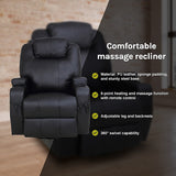 Black Massage Sofa Chair Recliner 360 Degree Swivel PU Leather Lounge 8 Point Heated