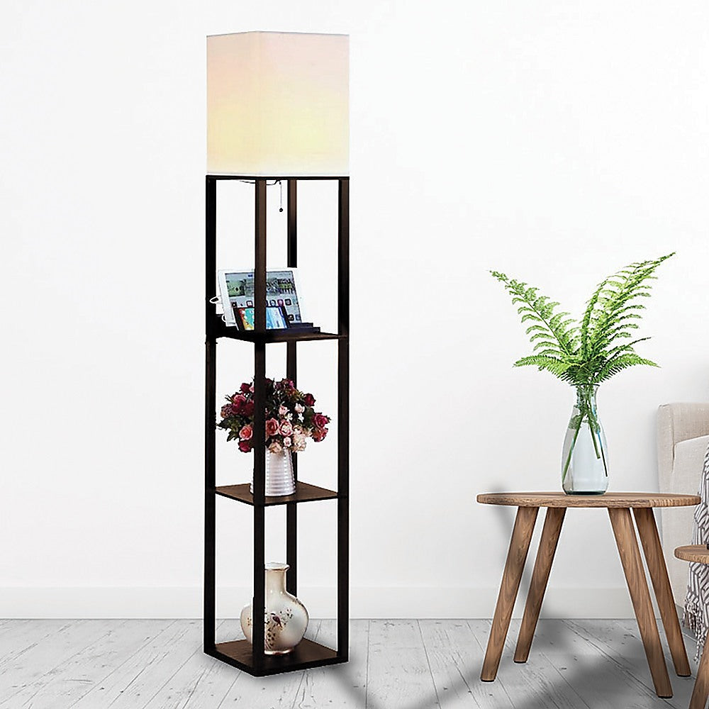 Shelf Floor Lamp - Shade Diffused Light Source with Open-Box Shelves