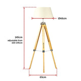 Modern Floor Lamp Wood Tripod Home Bedroom Reading Light 145cm