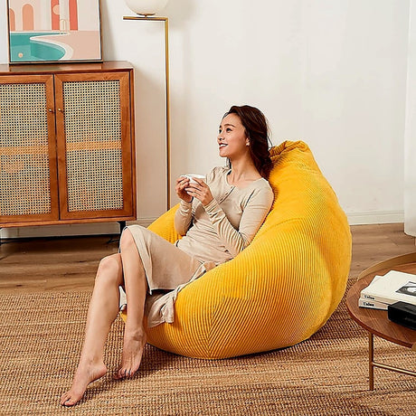 Jumbo Cord Beanbag Chair Cover Unfilled Large Bean Bag - Mustard