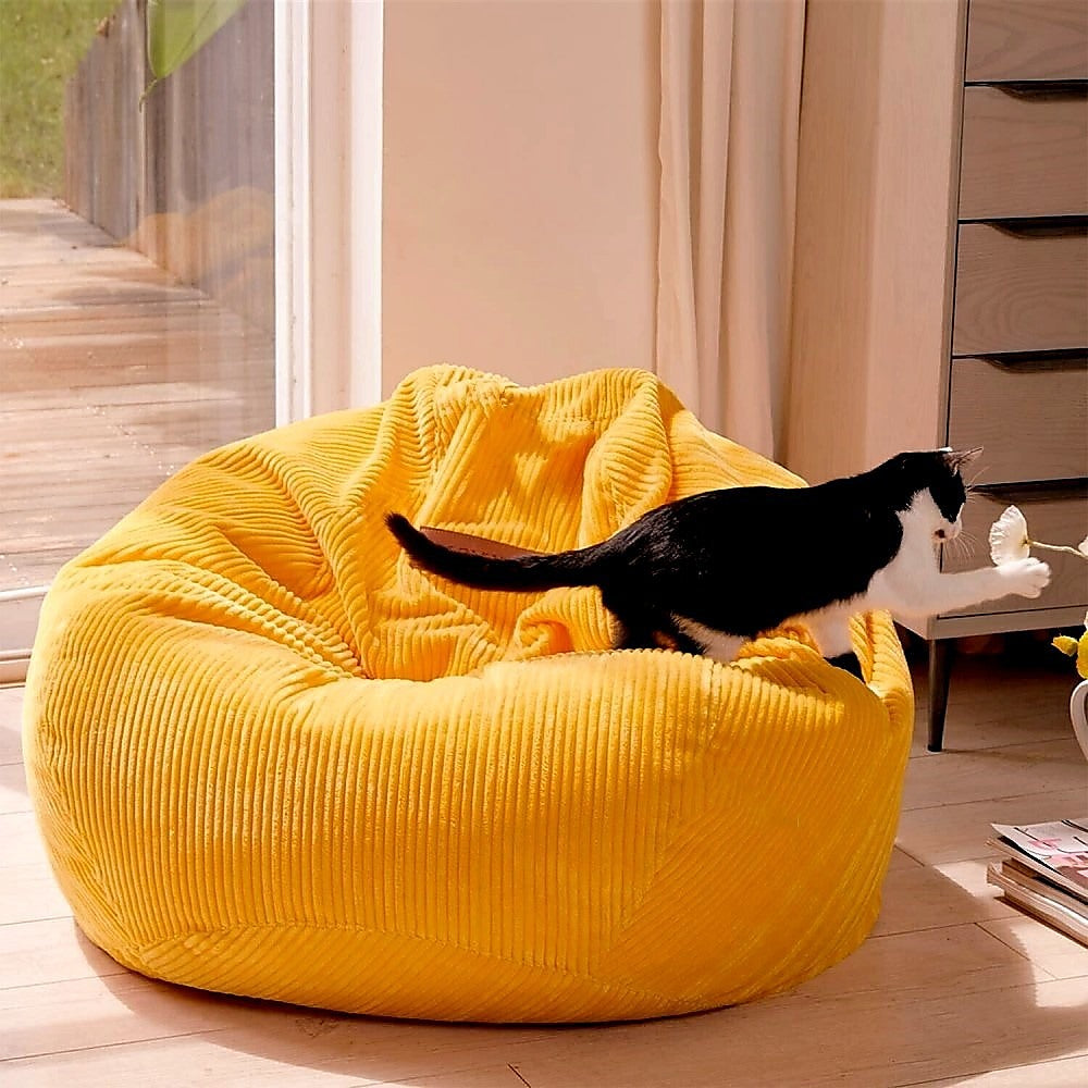 Jumbo Cord Beanbag Chair Cover Unfilled Large Bean Bag - Mustard