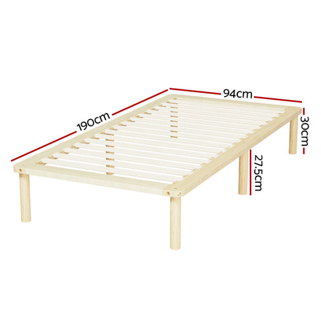 Artiss Bed Frame Single Size Wooden Base Mattress Platform Timber Pine AMBA