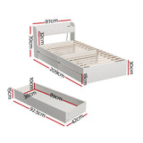 Artiss Bed Frame Single Size Mattress Base wtih Charging Ports 2 Storage Drawers