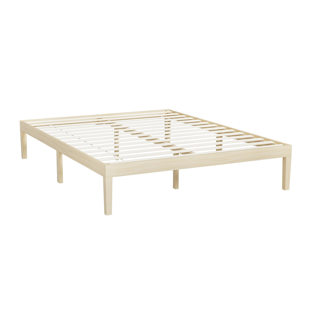 Artiss Bed Frame Queen Size Wooden Base Mattress Platform Timber Pine BRUNO