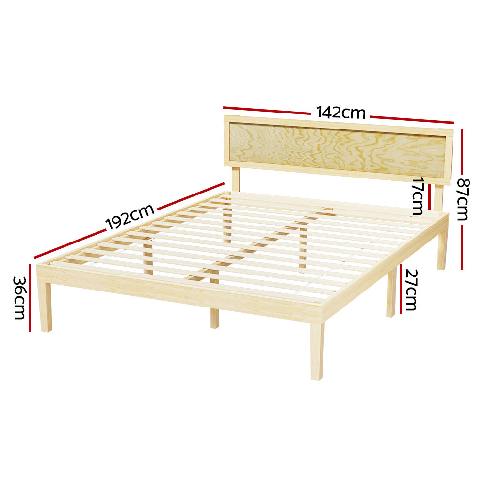 Artiss Bed Frame Double Size Wooden Base Mattress Platform Timber Pine YUMI